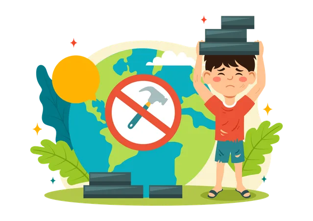 World Day Against Child Labour Vector Illustration On 12 June With Children Working For The Necessities Of Life In Flat Cartoon Background Illustration