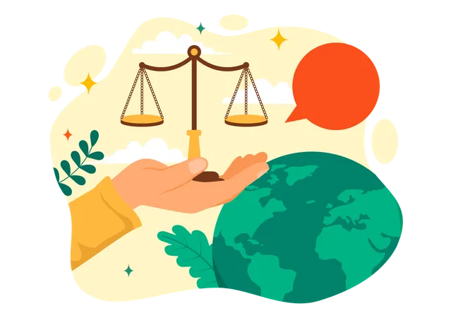 World Day Of Social Justice Vector Illustration On February 20 With Scales Or Hammer For A Just Relationship And Injustice Protection In Background Illustration