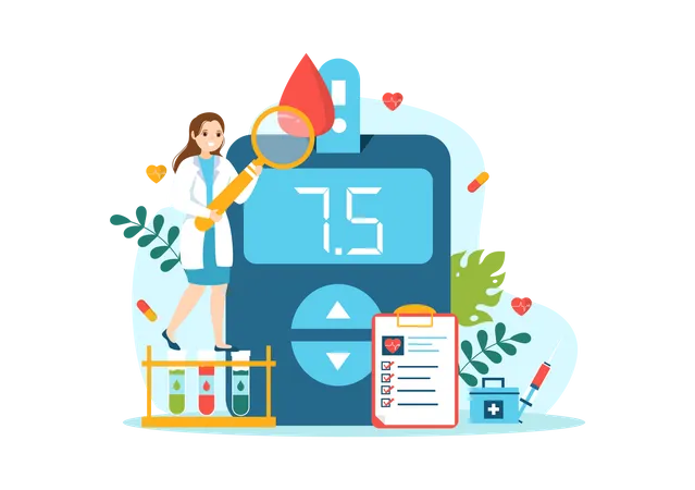 World Diabetes Day Vector Illustration On 14 November With Doctors Testing Blood For Glucose And Measuring Sugar In Flat Cartoon Background Design Illustration