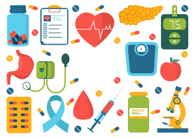 World Diabetes Day Vector Illustration On 14 November With Doctors Testing Blood For Glucose And Measuring Sugar In Flat Cartoon Background Design Illustration
