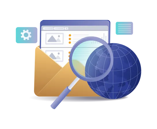 World digital marketing email analysis  Illustration