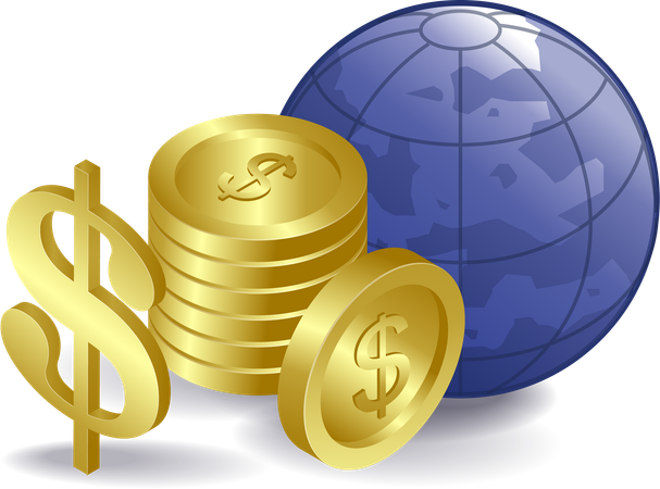 World dollar coins  Illustration