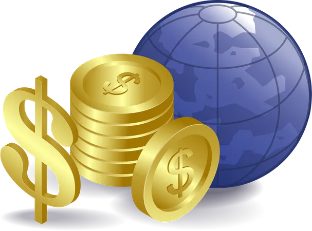 World dollar coins  Illustration