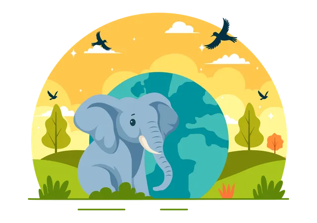 Happy World Elephant Day Vector Illustration On 12 August With Elephants Animals For Salvation Efforts And Conservation In Flat Cartoon Background Illustration