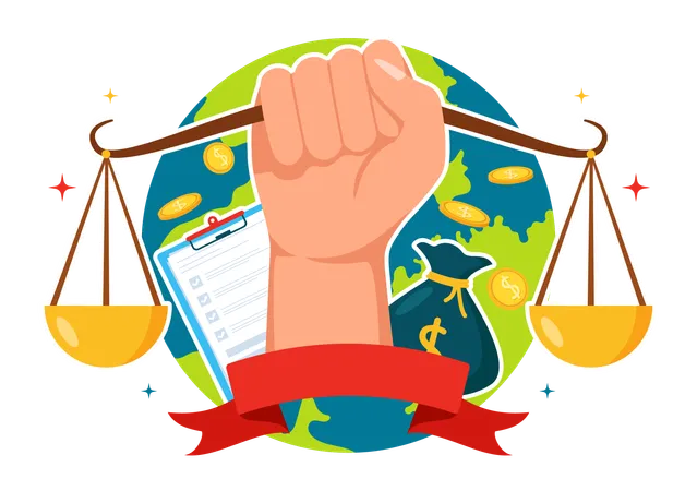 World Fair Trade Day Vector Illustration On 11 May With Gold Coins Scales And Hammer For Climate Justice And Planet Economic In Flat Background Illustration