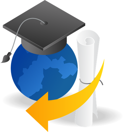 World graduation with certificate  Illustration