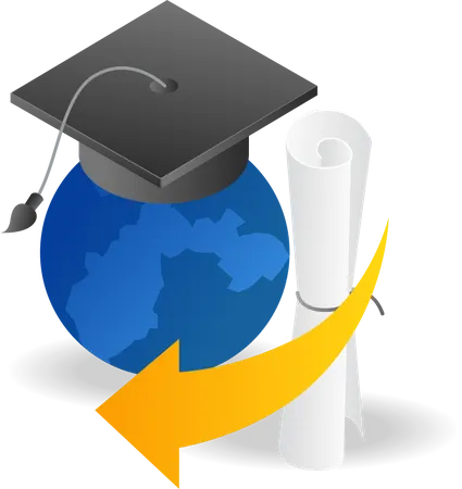 World graduation with certificate  Illustration