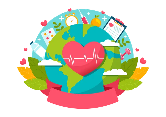 World Health Day Vector Illustration On April 7th With Earth And Medical Equipment For The Importance Of Healthy And Lifestyle In Cartoon Background Illustration