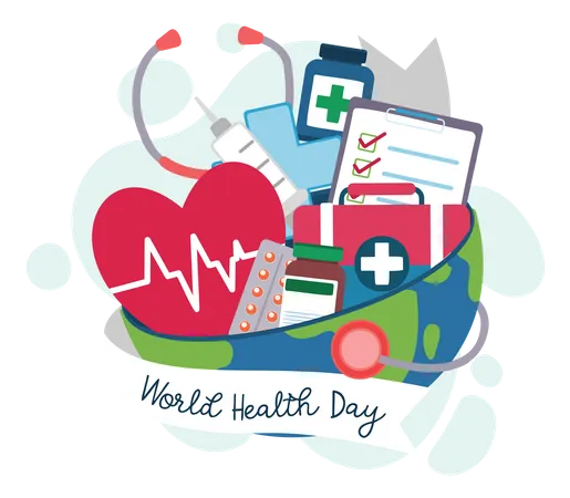 World Health Day Concept Healthcare Health Protection On Global International Event In April Flat Vector Illustration Design Illustration