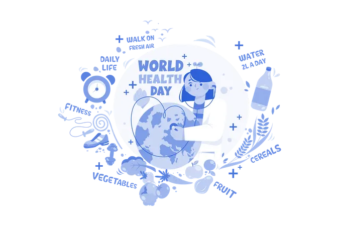 World Health Day Illustration Concept On White Background イラスト
