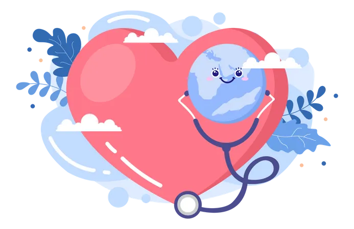 World Heart Day Illustration To Make People Aware The Importance Of Health Care And Prevention Various Diseases Flat Design Background Template Illustration