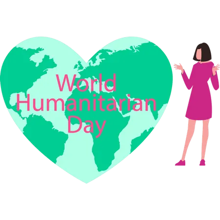 The Girl Is Celebrating Humanitarian Day Illustration