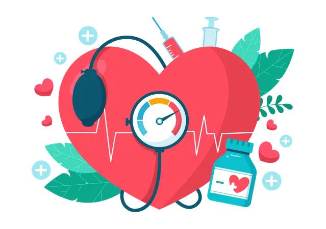 World Hypertension Day Vector Illustration On May 17th With High Blood Pressure Tensimeter And Red Love Image In Healthcare Flat Background Illustration