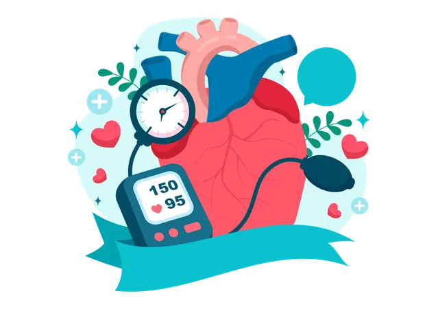 World Hypertension Day Vector Illustration On May 17th With High Blood Pressure Tensimeter And Red Love Image In Healthcare Flat Background Illustration
