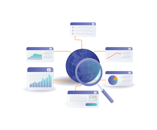 World infographic business data analysis  Illustration