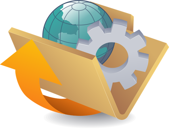 World Information Storage in Folders  Illustration