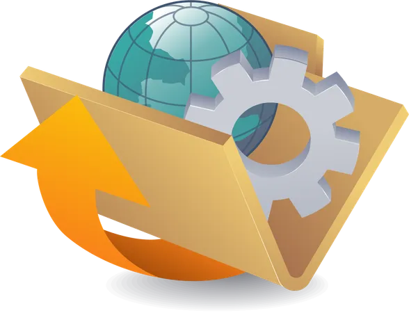 World Information Storage in Folders  Illustration