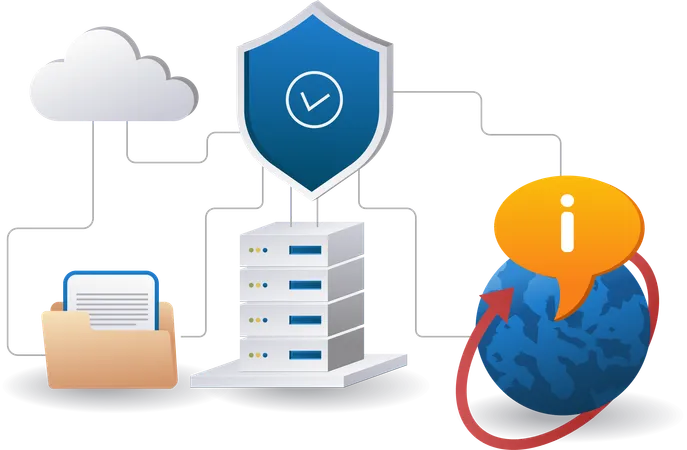 World internet cloud server technology  Illustration