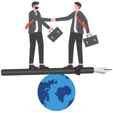 Diplomacy World Agreement Or Treaty Between Countries Global Partnership Politics Or World Peace Contract Signing Concept Illustration