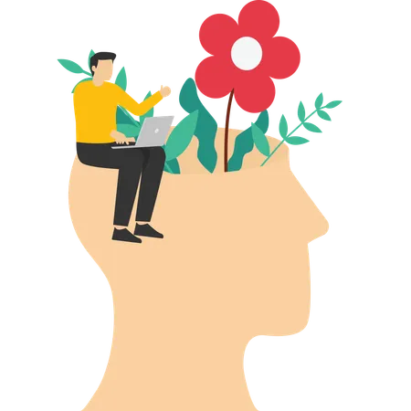 World Mental Health Day Concept Vector Illustration Human Brain Positive Illustration