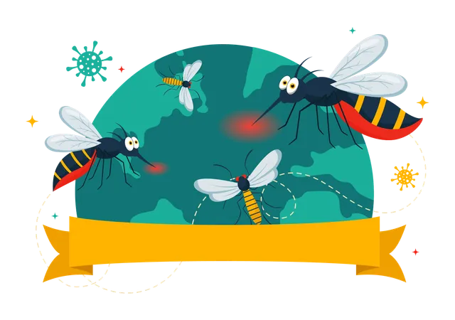 World Mosquito Day Vector Illustration On August 20th Featuring A Midge That Can Cause Dengue Fever And Malaria In A Flat Style Cartoon Background イラスト