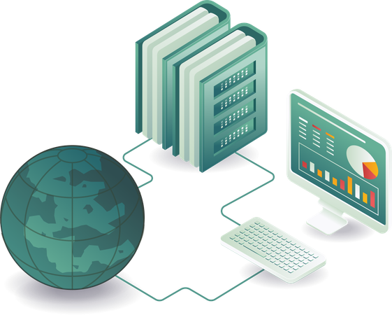 World network of computer data server technology  Illustration