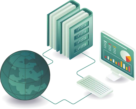 World network of computer data server technology  Illustration