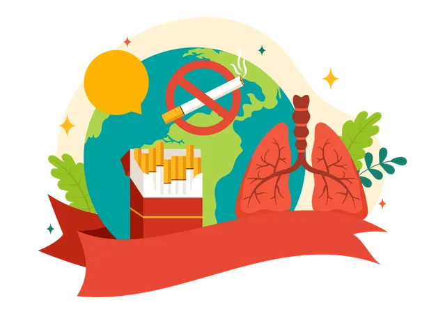 World No Tobacco Day Vector Illustration On 31 May With Stop Smoking And Cigarette Butt Because Harm The Lungs In Healthcare Flat Background Illustration