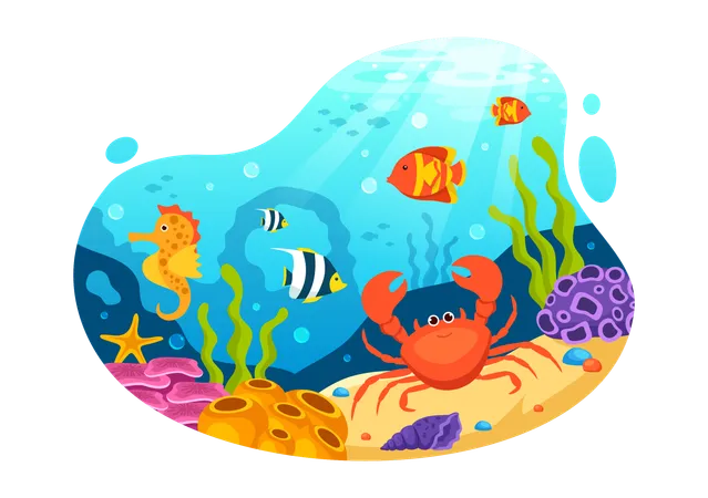 World Oceans Day Vector Illustration To Help Protect And Conserve Ocean Fish Ecosystem Or Sea Plants In Flat Cartoon Background Design Illustration