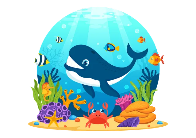 World Oceans Day Vector Illustration To Help Protect And Conserve Ocean Fish Ecosystem Or Sea Plants In Flat Cartoon Background Design Illustration