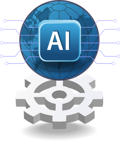 World of artificial intelligence within the earth  Illustration