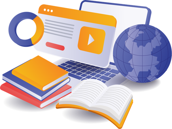 World of online education school tutors  Illustration
