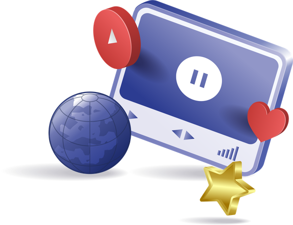 World online video player application  Illustration