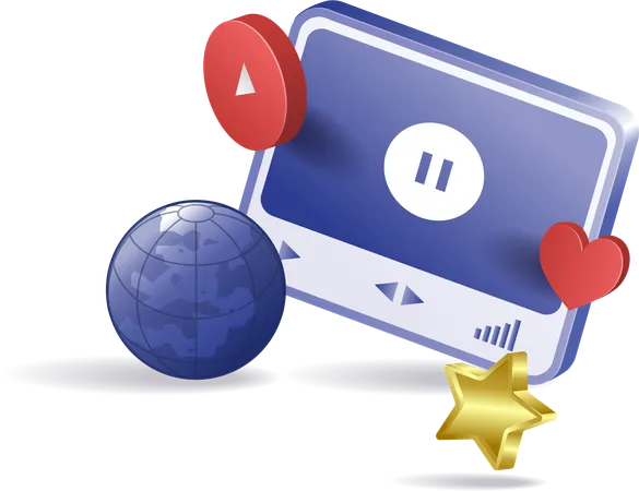 World online video player application  Illustration