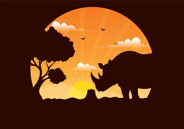 World Rhino Day Vector Illustration On 22 September For Lovers And Defenders Of Rhinos Or Animal Protection In Flat Cartoon Hand Drawn Templates Illustration