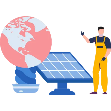 World runs on solar panels  Illustration