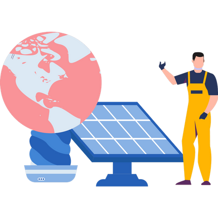 World runs on solar panels  Illustration