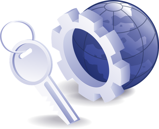 World security automatic lock and gear  Illustration