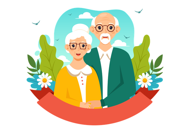World Senior Citizen Day  Illustration