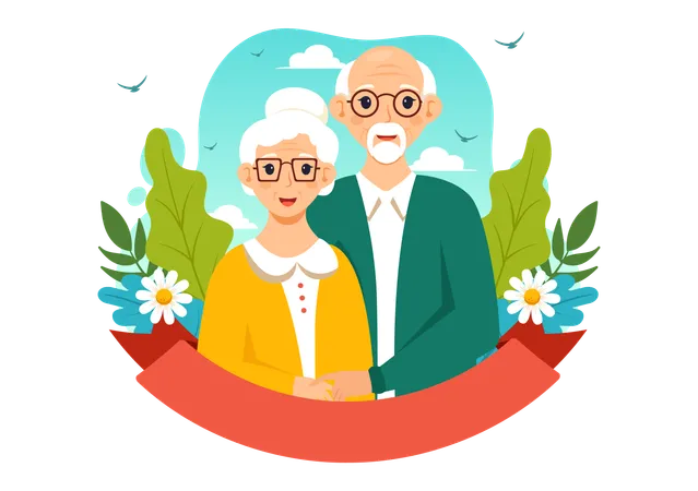 World Senior Citizen Day  Illustration