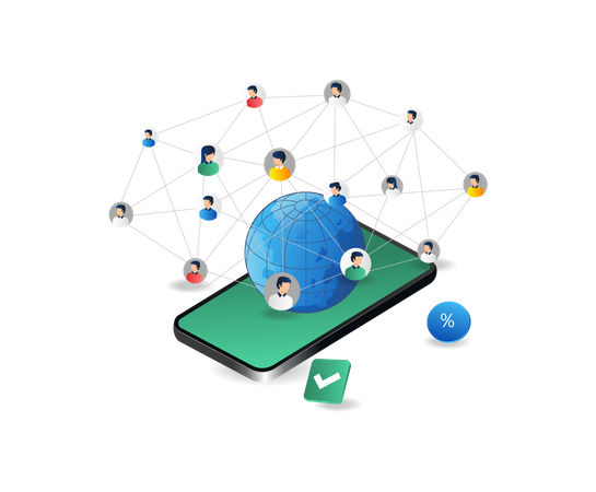 World smartphone internet network  Illustration