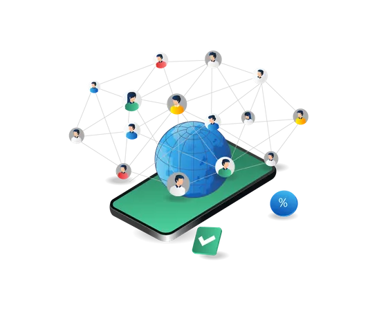 World smartphone internet network  Illustration