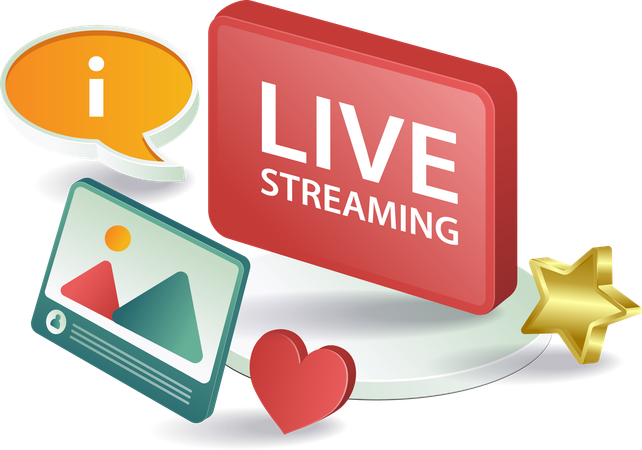 World social media live streaming information  Illustration