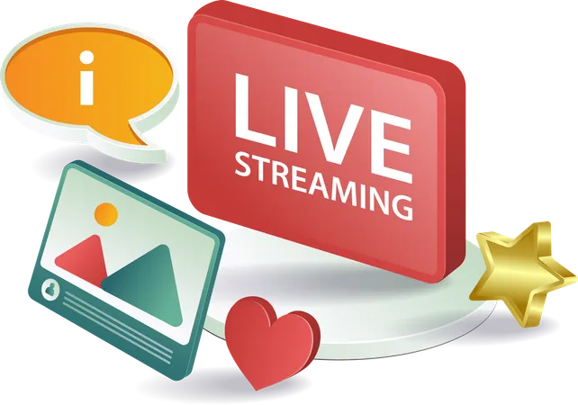 World social media live streaming information  Illustration