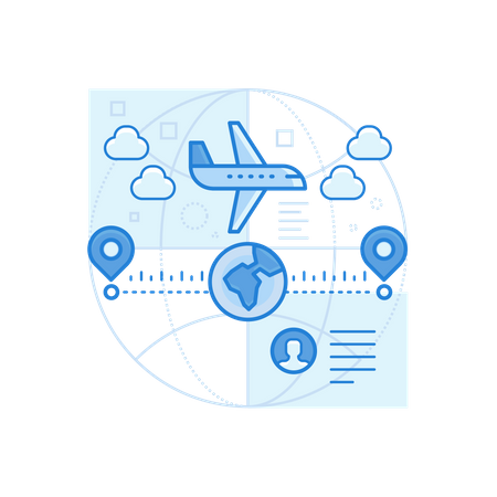 World Tour In Flight With Person Details  Illustration