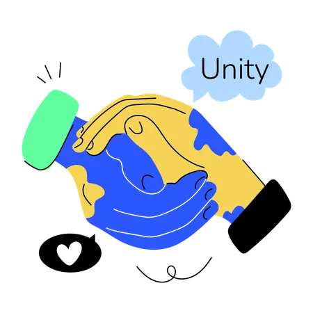Easy To Edit Doodle Mini Illustration Of World Unity Illustration
