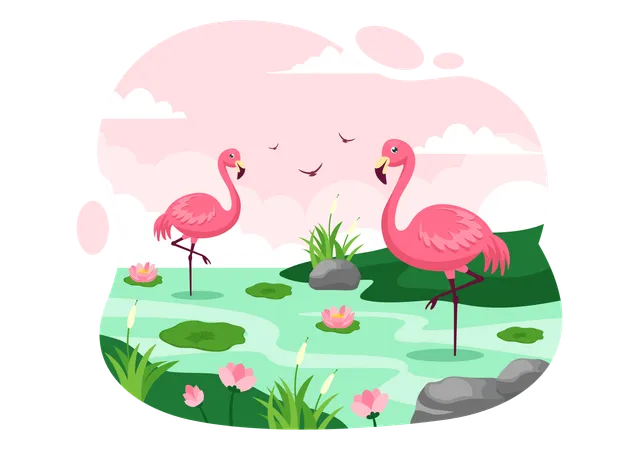 World Wetlands Day Vector Illustration On 2 February With Stork Animals And Garden Background In Holiday Celebration Flat Cartoon Design Illustration