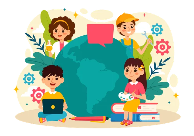 World Youth Skills Day Vector Illustration Of People With Skills For Various Employment And Entrepreneurship In Flat Kids Cartoon Background Design Illustration