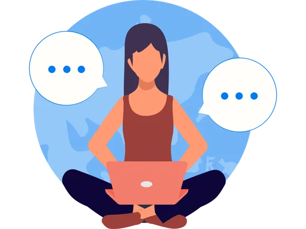 Worldwide chat performed by woman  Illustration