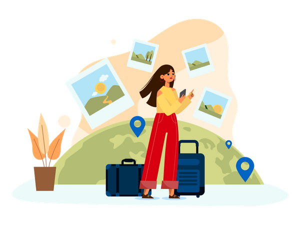 Worldwide Travelling Pictures Illustration